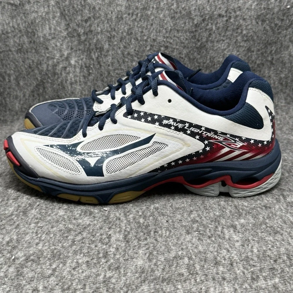 Mizuno Wave Lightning Z3 USA Stars Stripes Womens Volleyball Shoes Red White